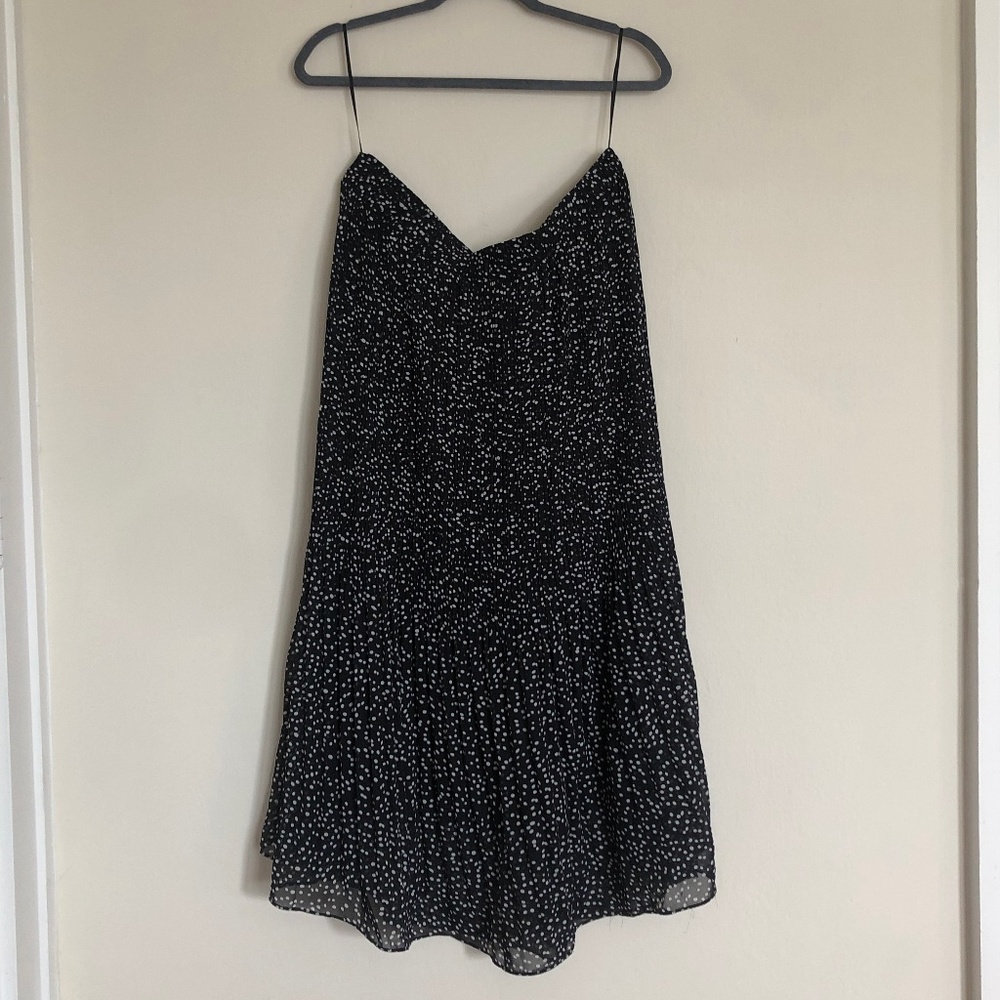 WD.NY • black and white polka dot pleated pull on midi skirt - XL